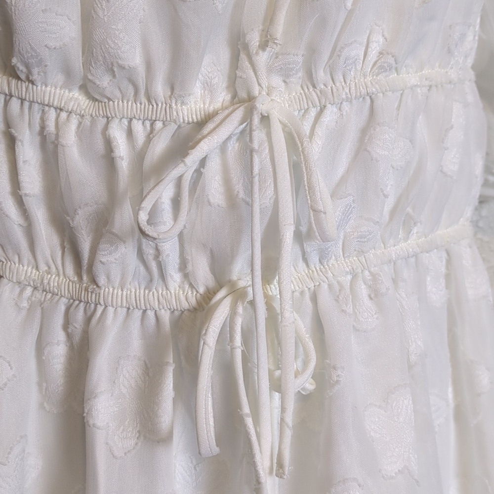 Princess Polly Kenny white floral jacquard mini short puff sleeve dress - Picture 9 of 15